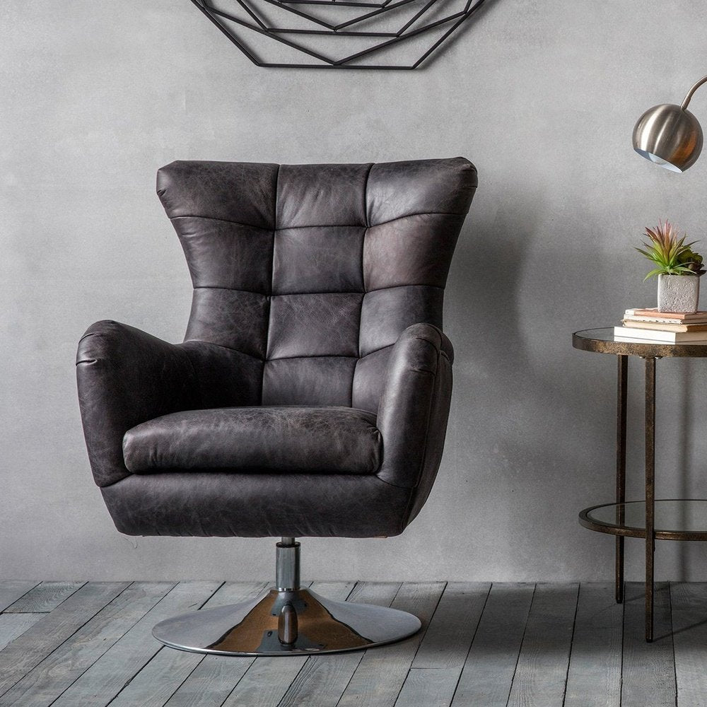 Product photograph of Gallery Interiors Hudson Living Bristol Antique Armchair In Black from Olivia's.