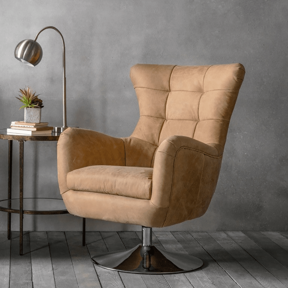 Product photograph of Gallery Interiors Hudson Living Bristol Armchair In Saddle Tan from Olivia's