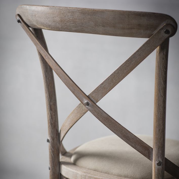 Product photograph of Gallery Interiors Set Of 2 Caf Dining Chairs - Linen Natural Oak from Olivia's.
