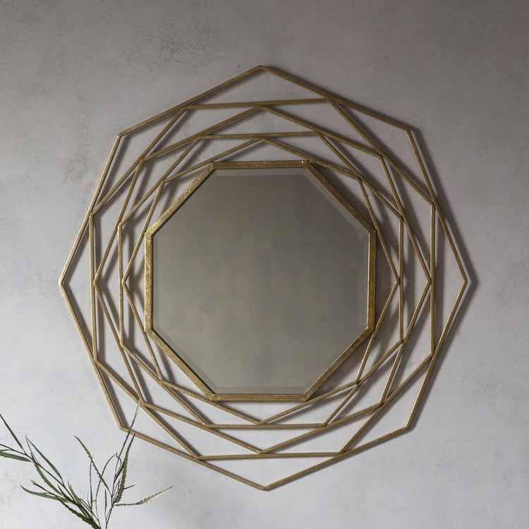 Product photograph of Gallery Interiors Estella Mirror In Gold from Olivia's.