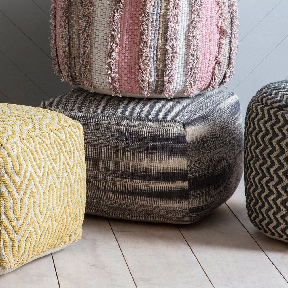 Product photograph of Gallery Interiors Tivoli Pouffe In Grey from Olivia's.