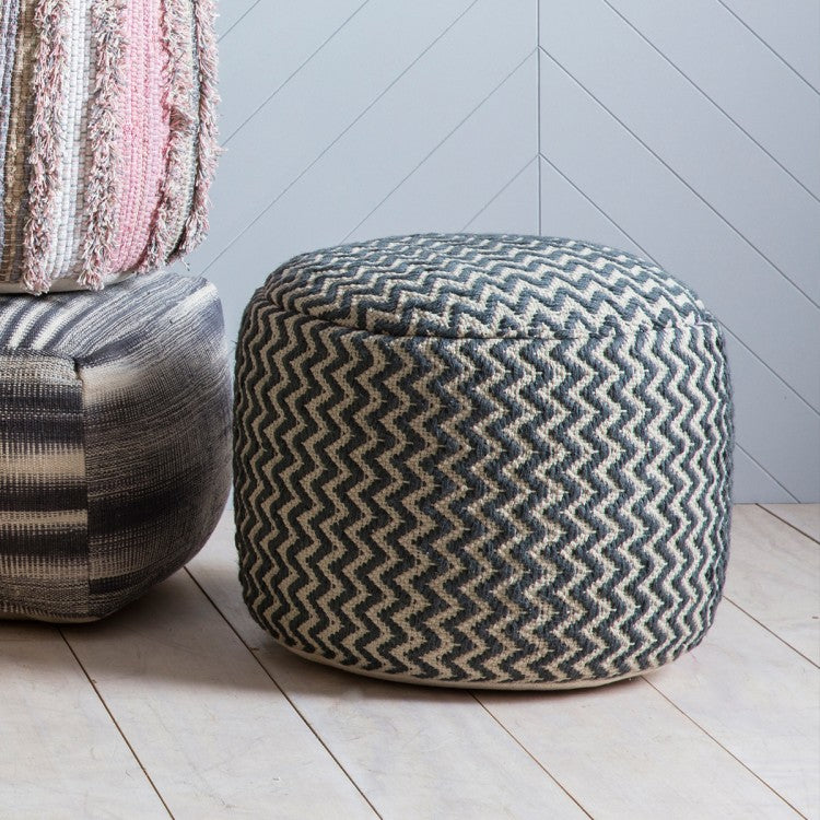 Product photograph of Gallery Interiors Kiruna Zig-zag Pouffe Grey from Olivia's