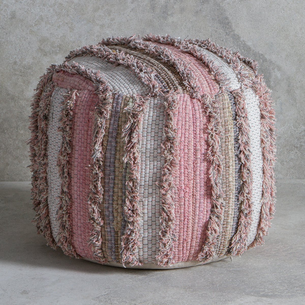 Gallery Direct Opal Textured Pouffe In Blush