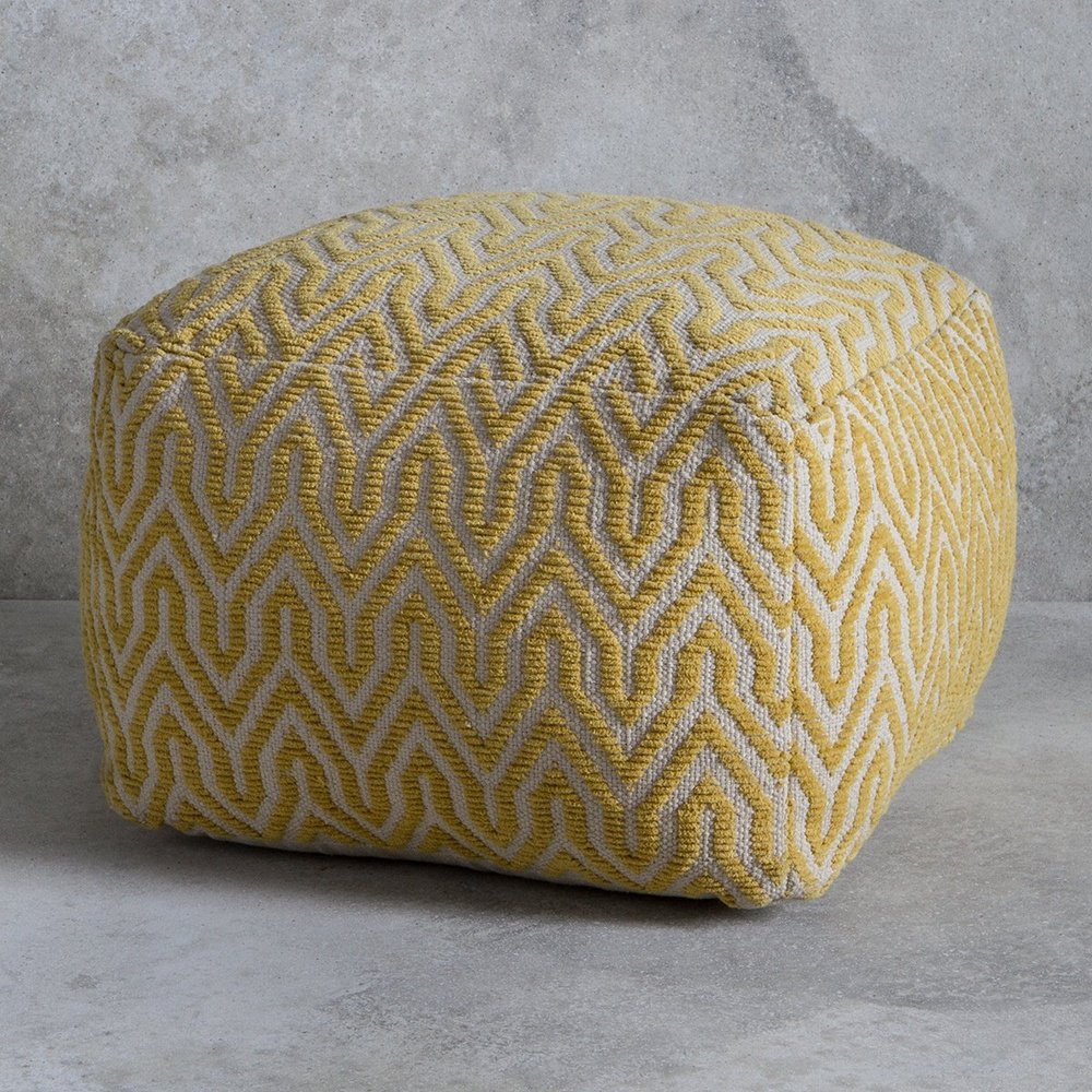 Product photograph of Gallery Interiors Stromstad Pouffe In Ochre from Olivia's