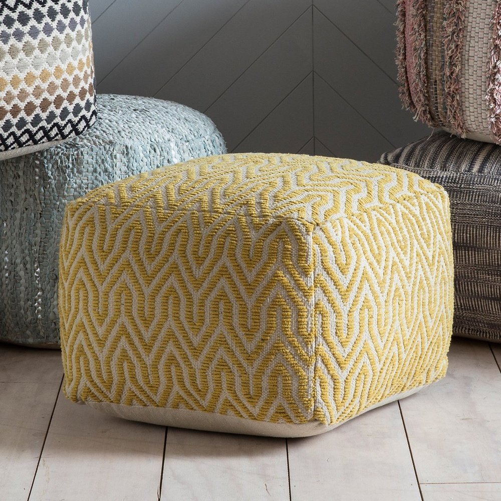 Product photograph of Gallery Interiors Stromstad Pouffe In Ochre from Olivia's.