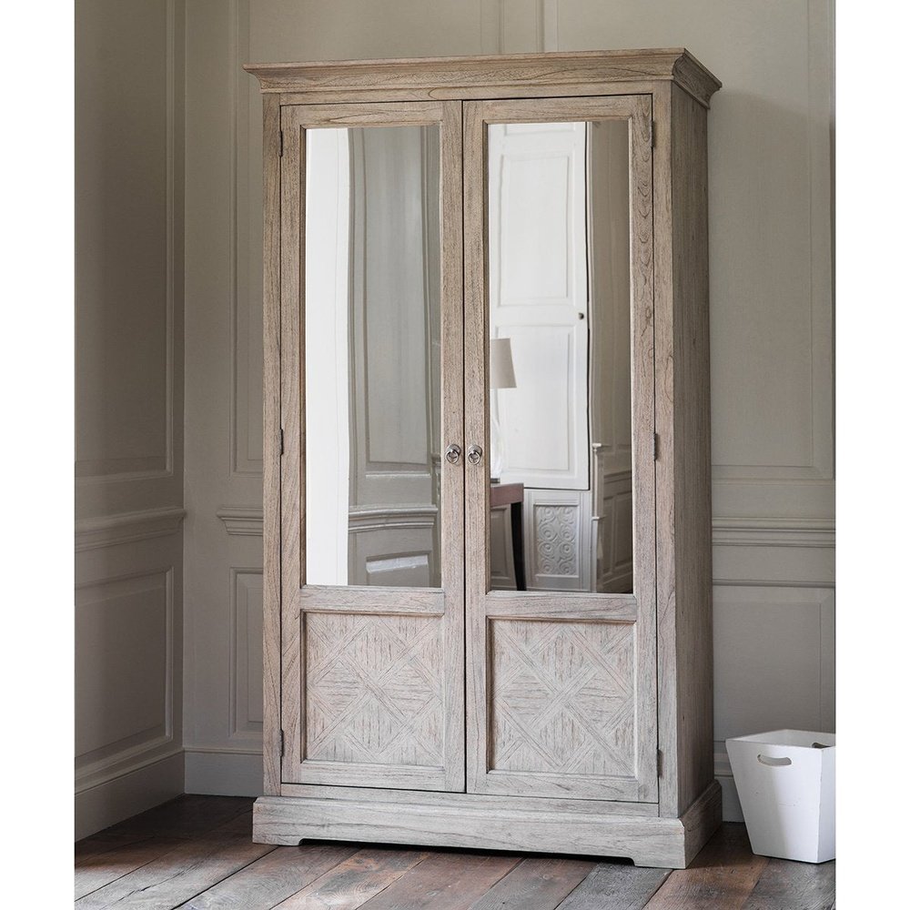 Product photograph of Gallery Interiors Mustique 2 Mirror Door Wardrobe from Olivia's.