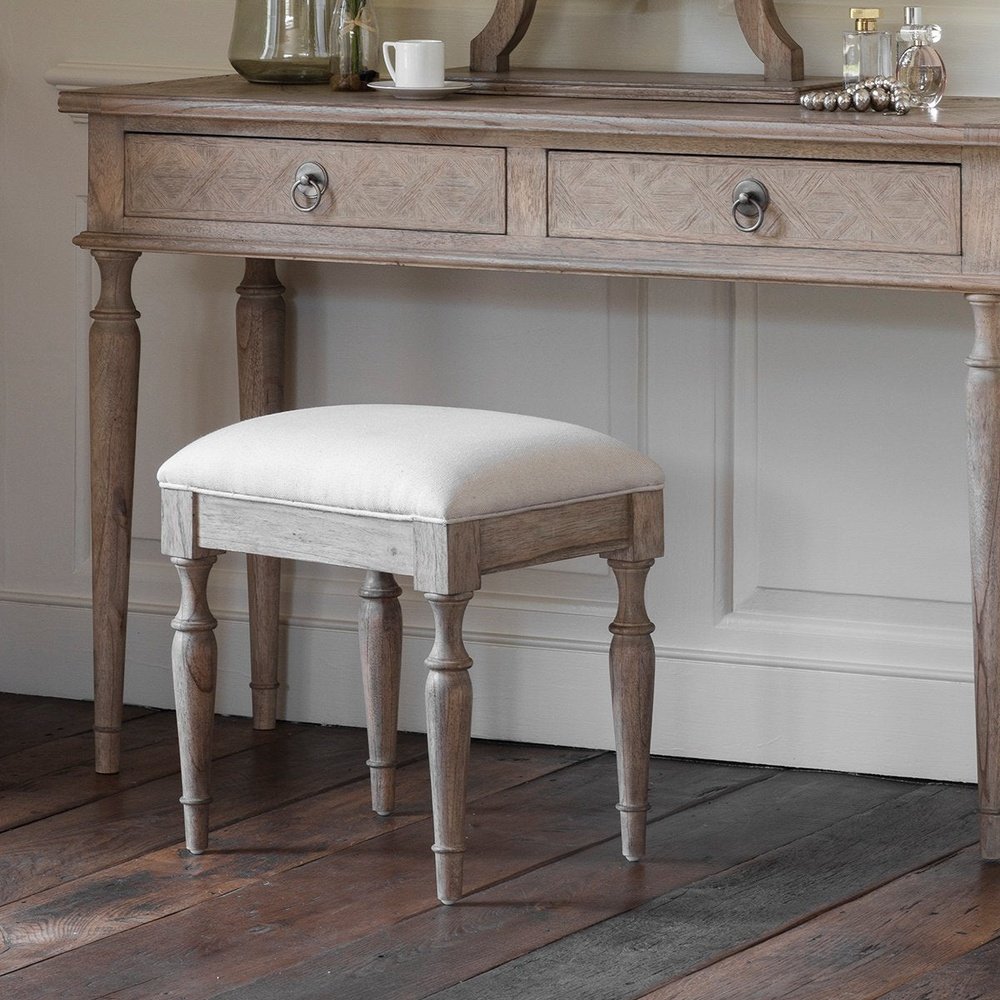 Product photograph of Gallery Interiors Mustique Dressing Table Stool In Natural from Olivia's