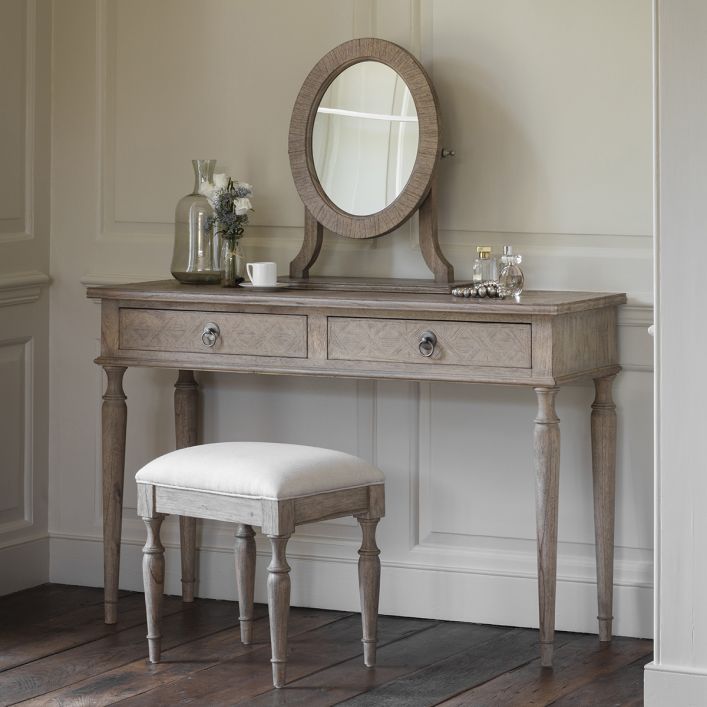 Product photograph of Gallery Interiors Mustique Dressing Table Stool In Natural from Olivia's.