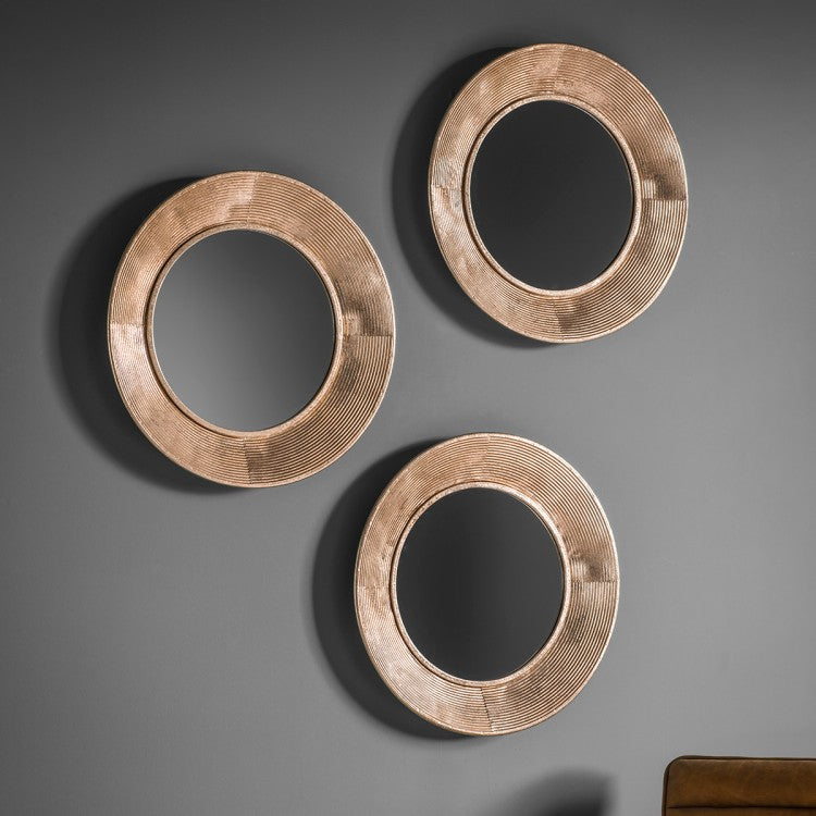 Product photograph of Gallery Interiors Knowle Round Mirror Gold Trio from Olivia's.