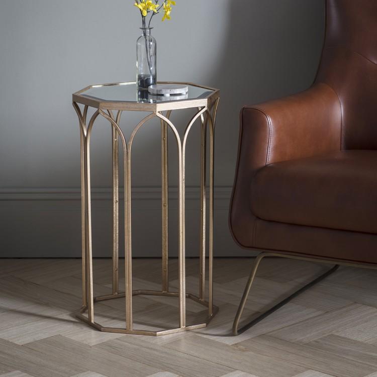 Gallery Direct Canterbury Side Table In Antique Gold Outlet