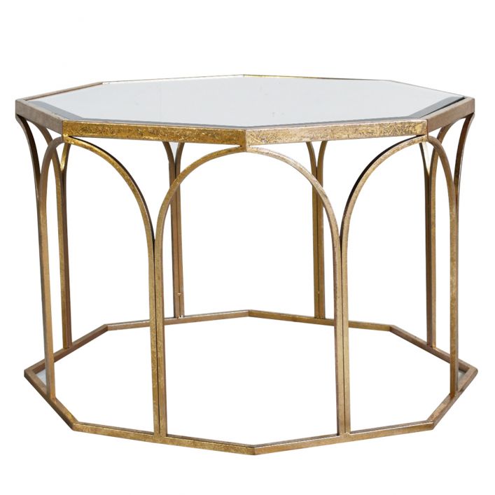 Product photograph of Gallery Interiors Canterbury Coffee Table In Antique Gold from Olivia's