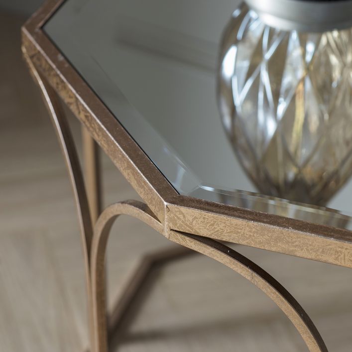 Product photograph of Gallery Interiors Canterbury Coffee Table In Antique Gold from Olivia's.