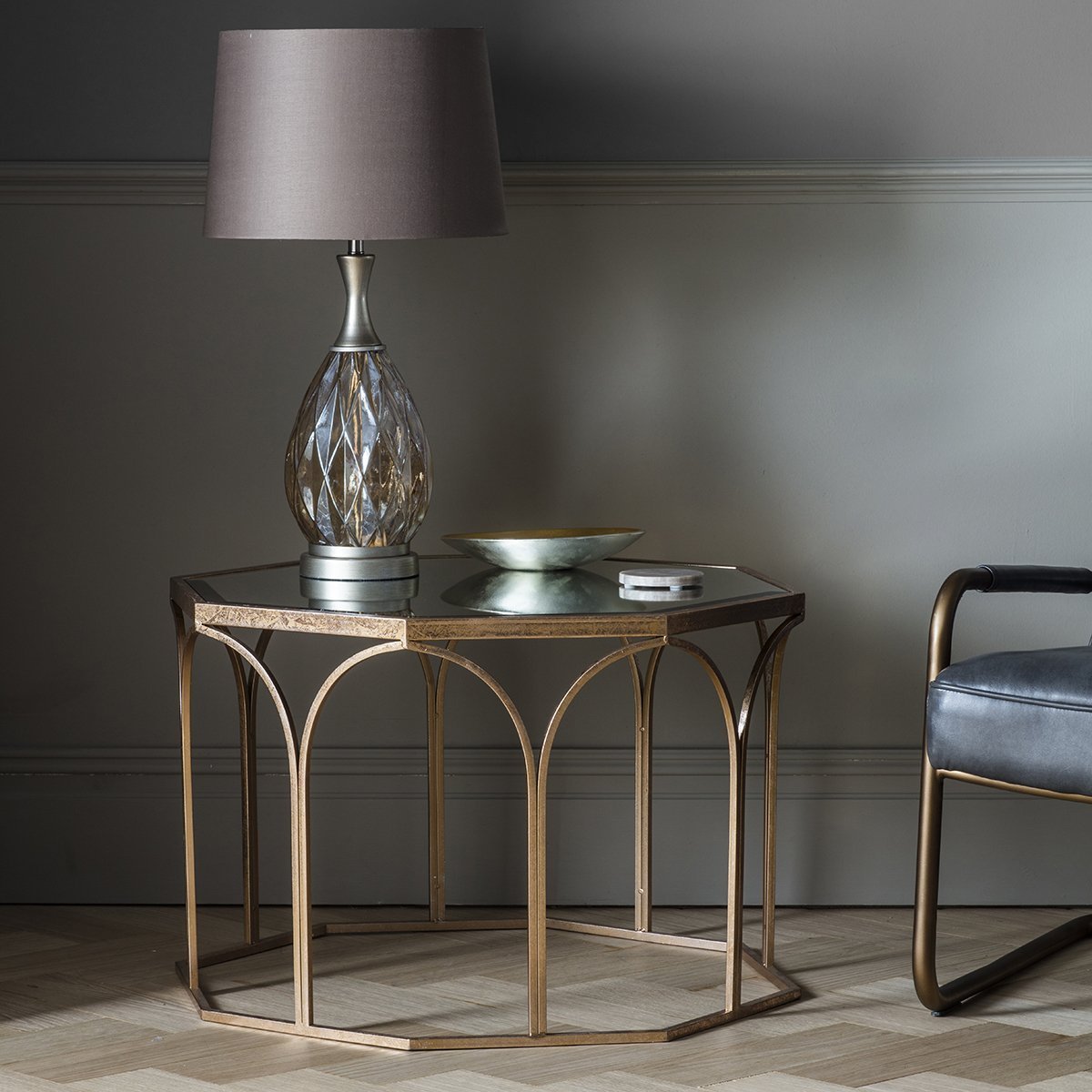 Gallery Interiors Canterbury Coffee Table In Antique Gold Outlet