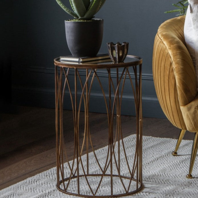 Product photograph of Gallery Interiors Highgate Side Table In Antique Gold from Olivia's.