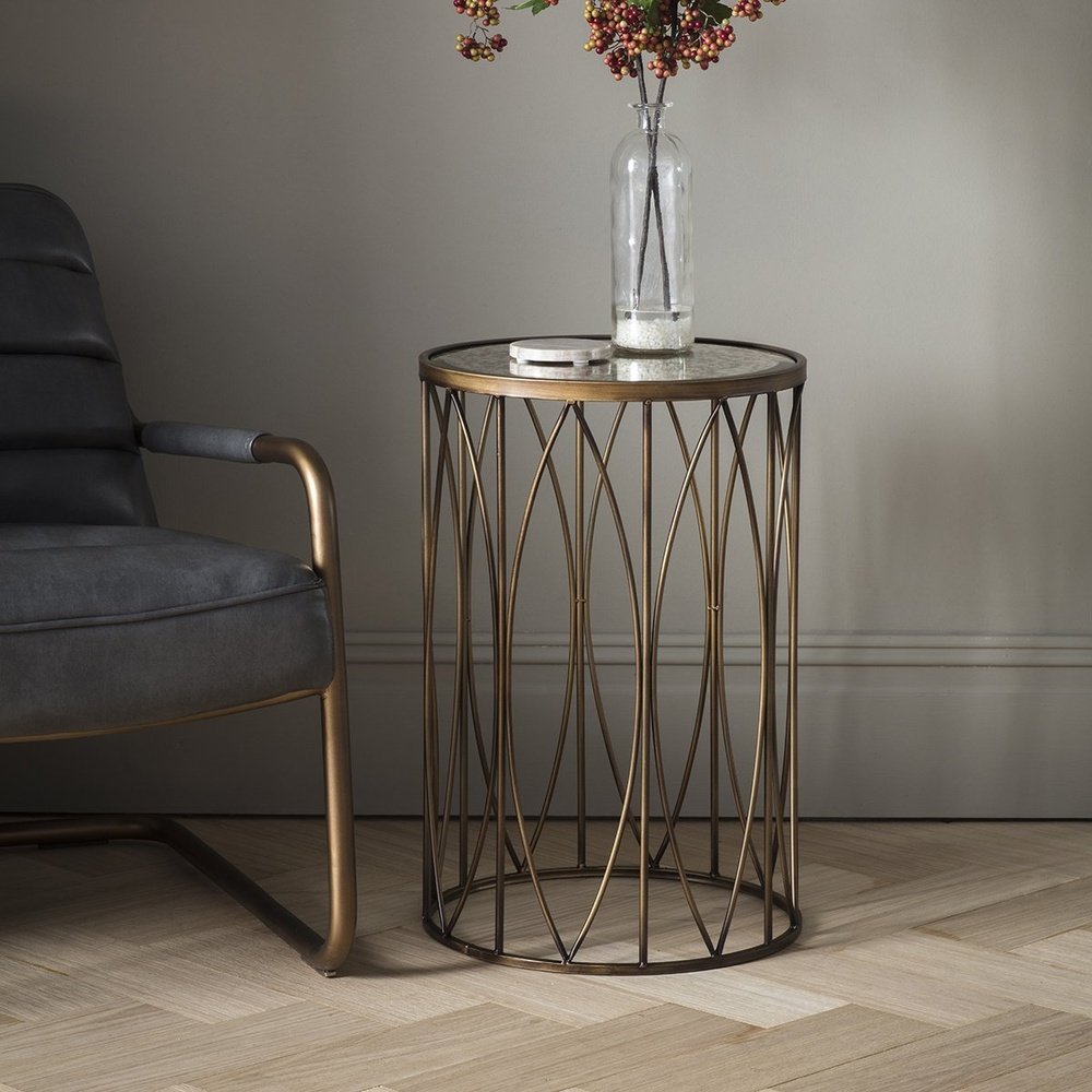 Product photograph of Gallery Interiors Highgate Side Table In Antique Gold from Olivia's.