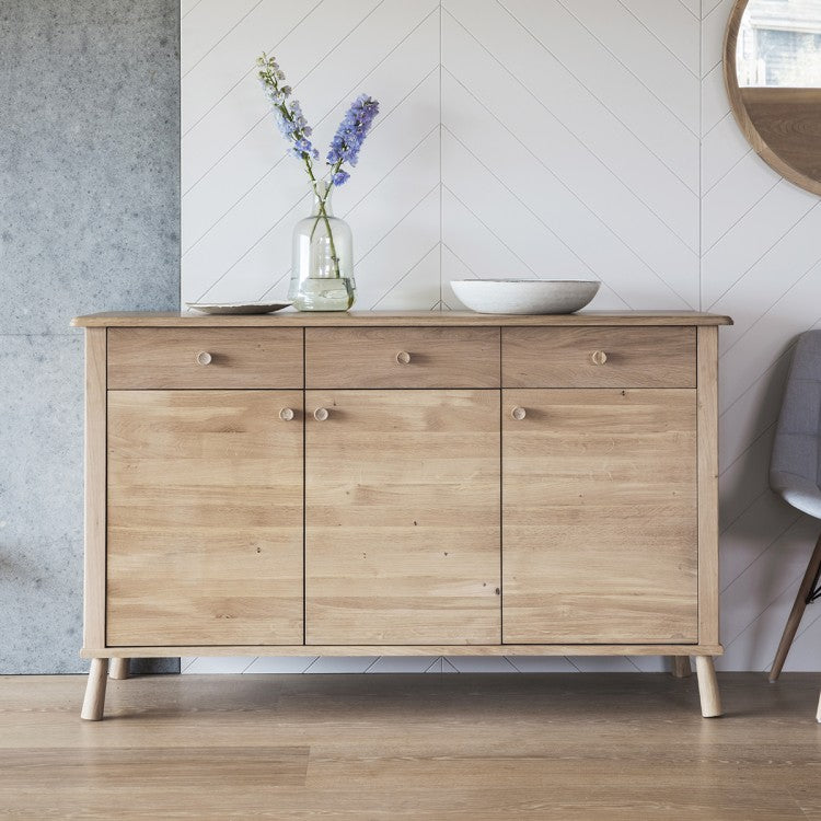 Product photograph of Gallery Interiors Hudson Living Wycombe 3 Door 3 Drawer Sideboard from Olivia's