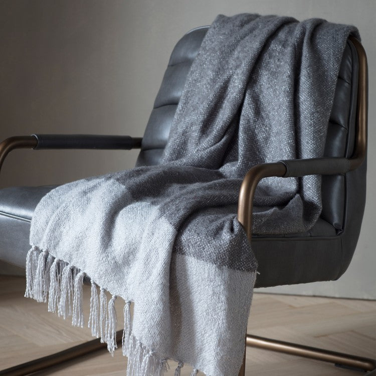 Gallery Interiors Tonal Mohair Throw Slate Silver Outlet