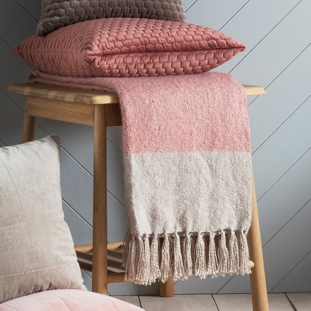 Gallery Direct Tonal Mohair Throw In Blush Silver