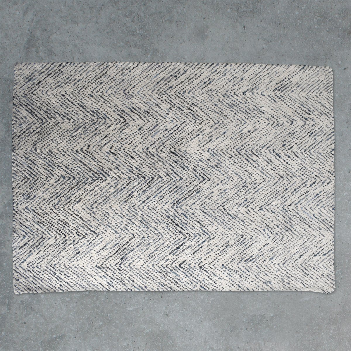 Product photograph of Gallery Interiors Inca Herringbone Textured Rug In Cream Blue Outlet from Olivia's.