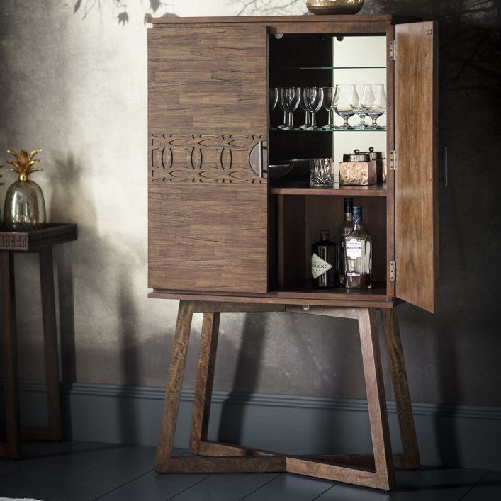Product photograph of Gallery Interiors Boho Retreat Cocktail Cabinet In Brown from Olivia's.
