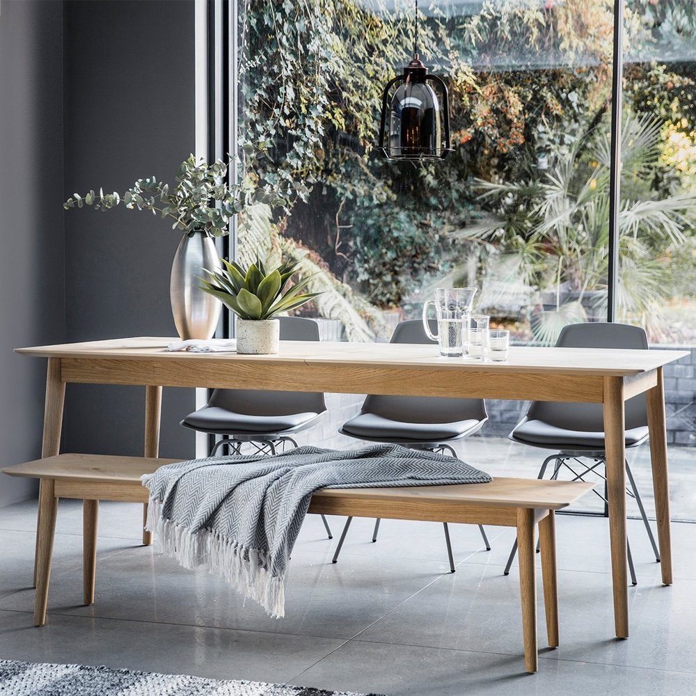 Product photograph of Gallery Interiors Milano 6-8 Seater Extending Scandi Dining Table In Oak from Olivia's.