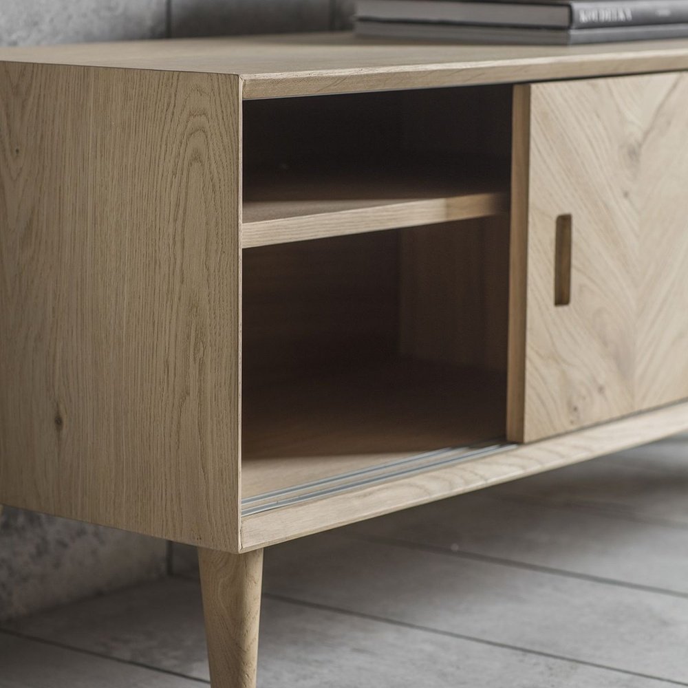 Product photograph of Gallery Interiors Milano Scandi Media Unit In Oak from Olivia's.