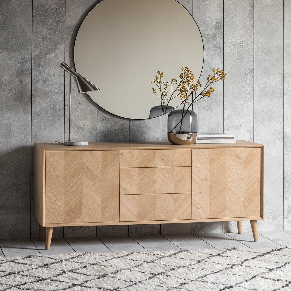 Product photograph of Gallery Interiors Milano 2 Door 3 Drawer Sideboard from Olivia's