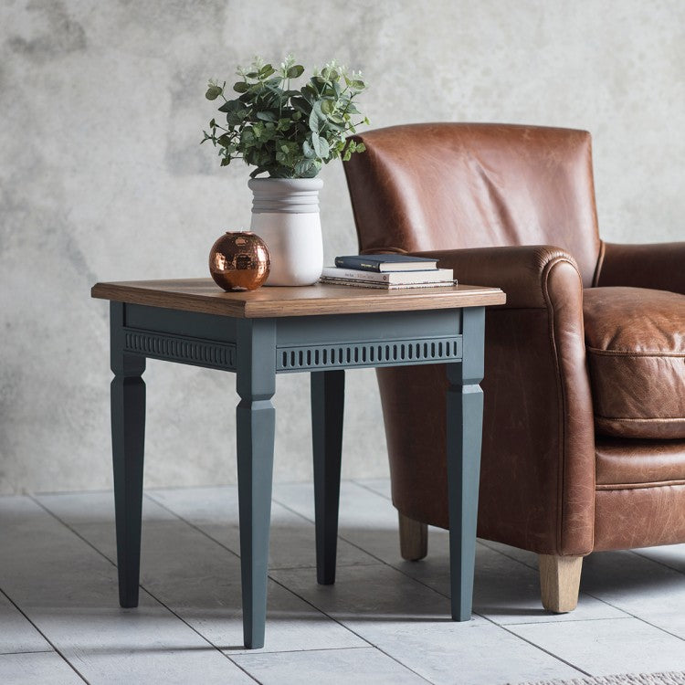 Product photograph of Gallery Interiors Bronte Side Table In Storm Blue from Olivia's