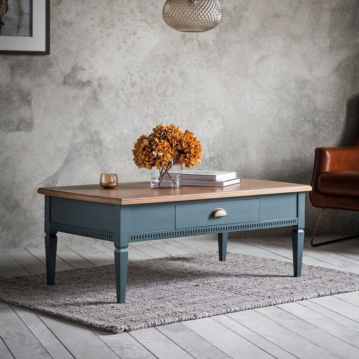 Gallery Direct Bronte 1 Drawer Coffee Table In Storm Blue