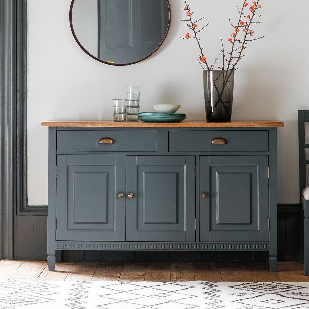 Gallery Direct Bronte 3 Door2 Drawer Sideboard In Storm Blue