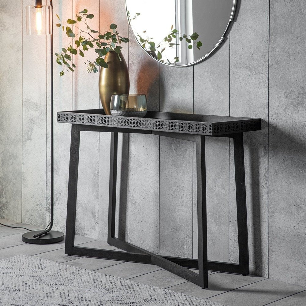 Product photograph of Gallery Interiors Boho Boutique Console Table In Black from Olivia's