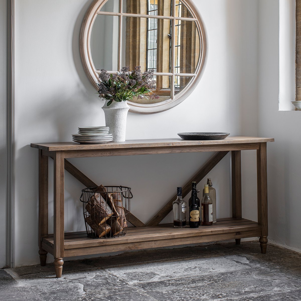 Gallery Interiors Cookham Trestle Console Table In Oak
