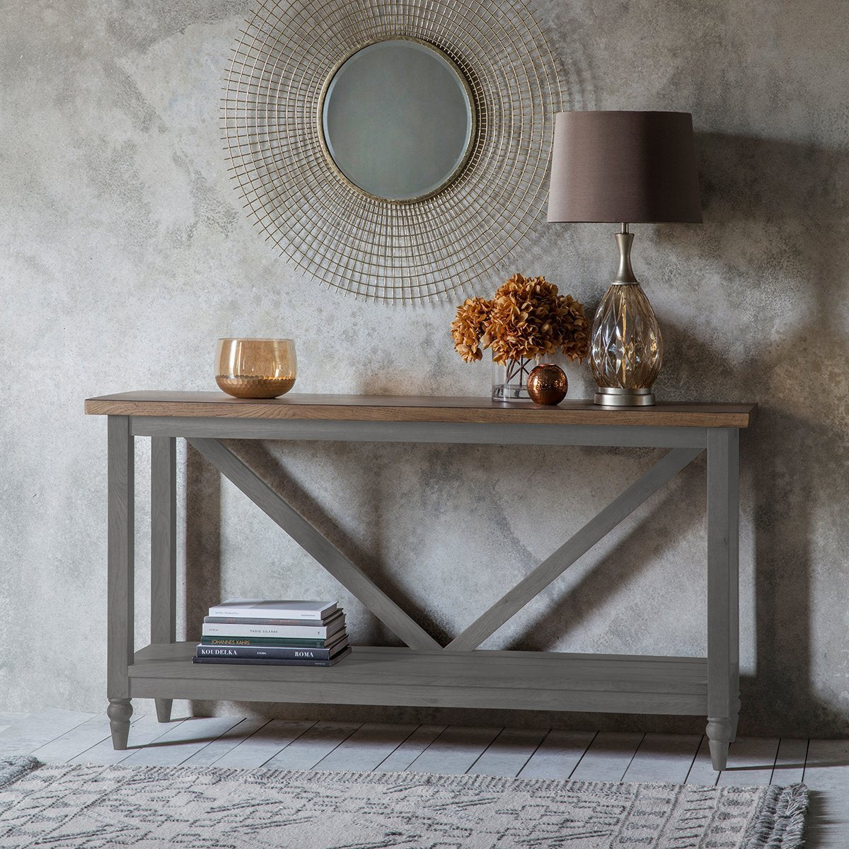 Gallery Direct Cookham Trestle Console Table In Grey