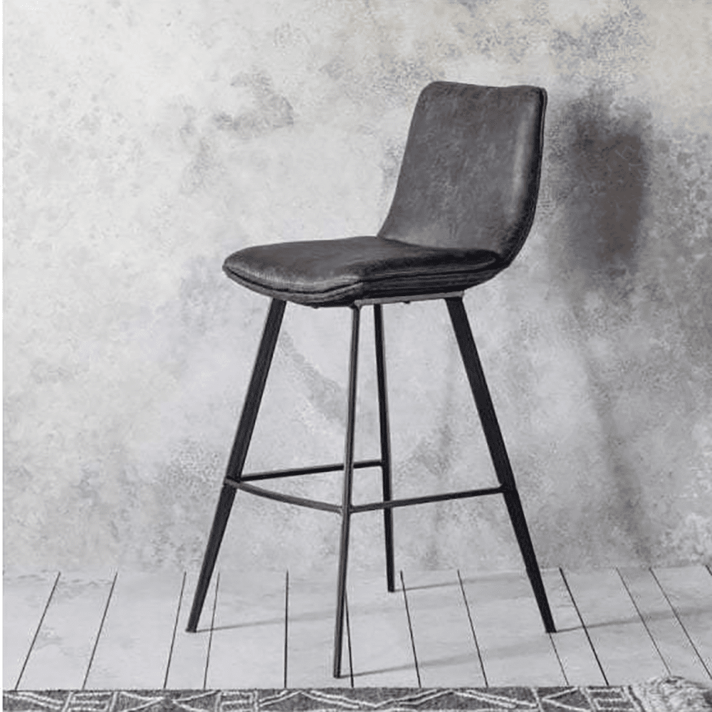 Product photograph of Gallery Interiors 2x Palmer Grey Leather Bar Stool from Olivia's