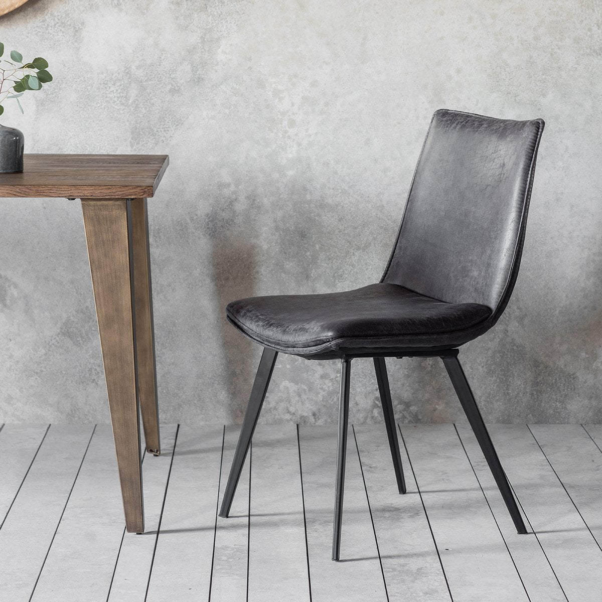 Gallery Direct Set Of 2 Hinks Faux Leather Grey Dining Chairs Outlet