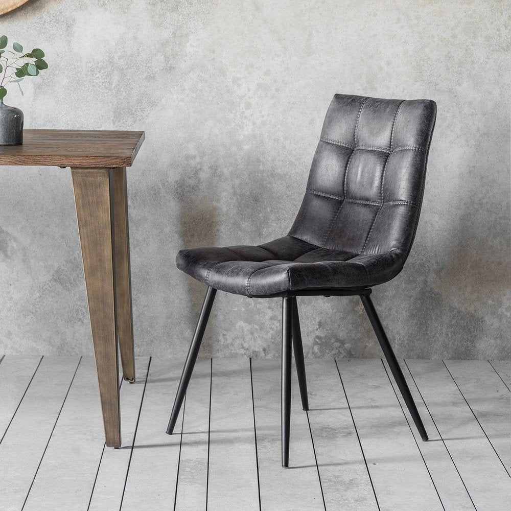 Gallery Direct Set Of 2 Darwin Grey Leather Dining Chairs 2pk Outlet