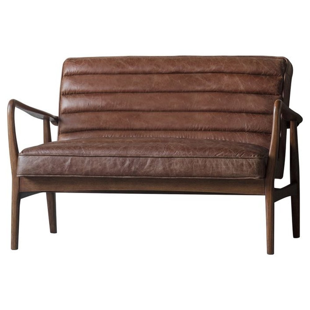 Product photograph of Gallery Interiors Datsun 2 Seater Sofa In Vintage Brown Leather from Olivia's