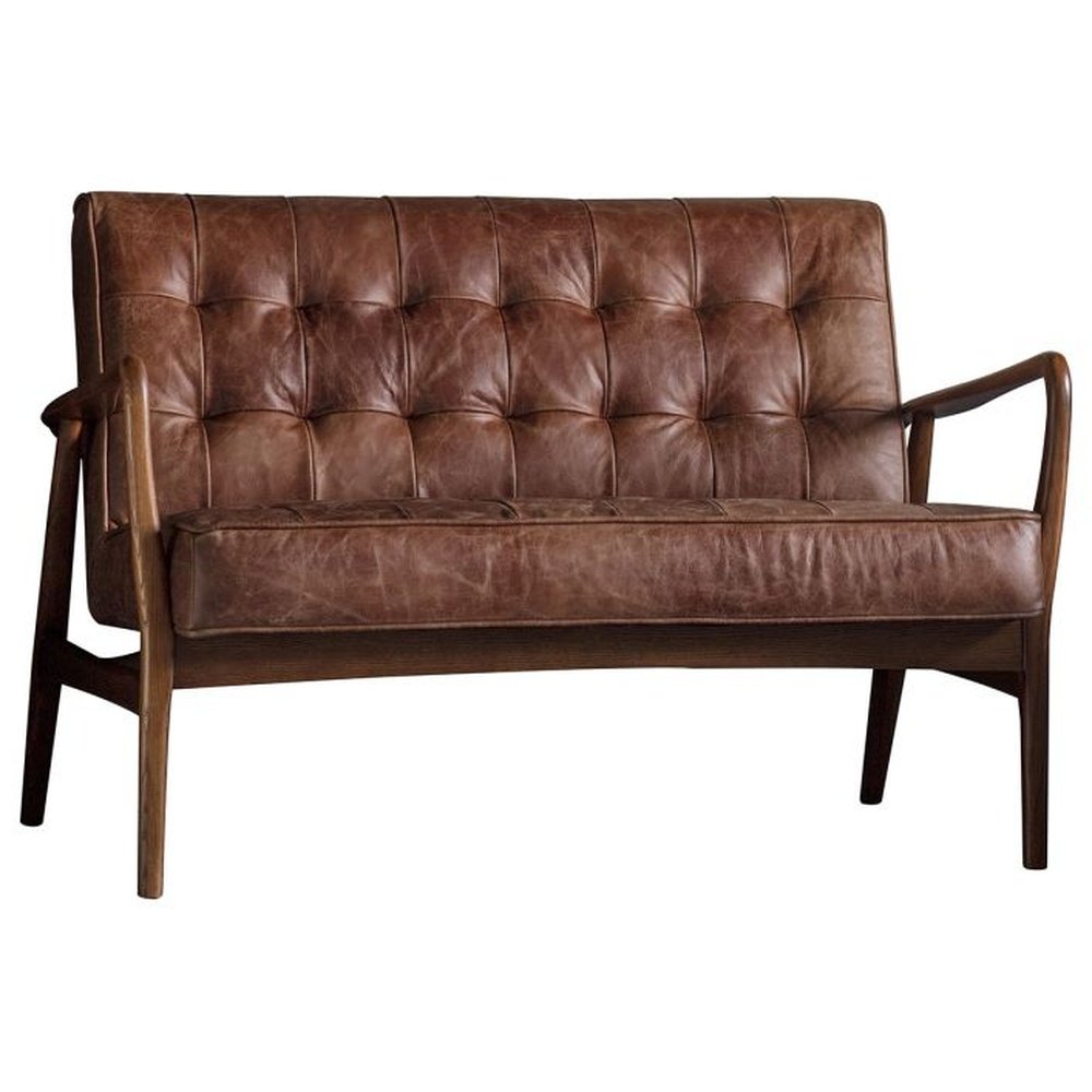 Product photograph of Gallery Interiors Humber 2 Seater Sofa In Vintage Brown Leather from Olivia's