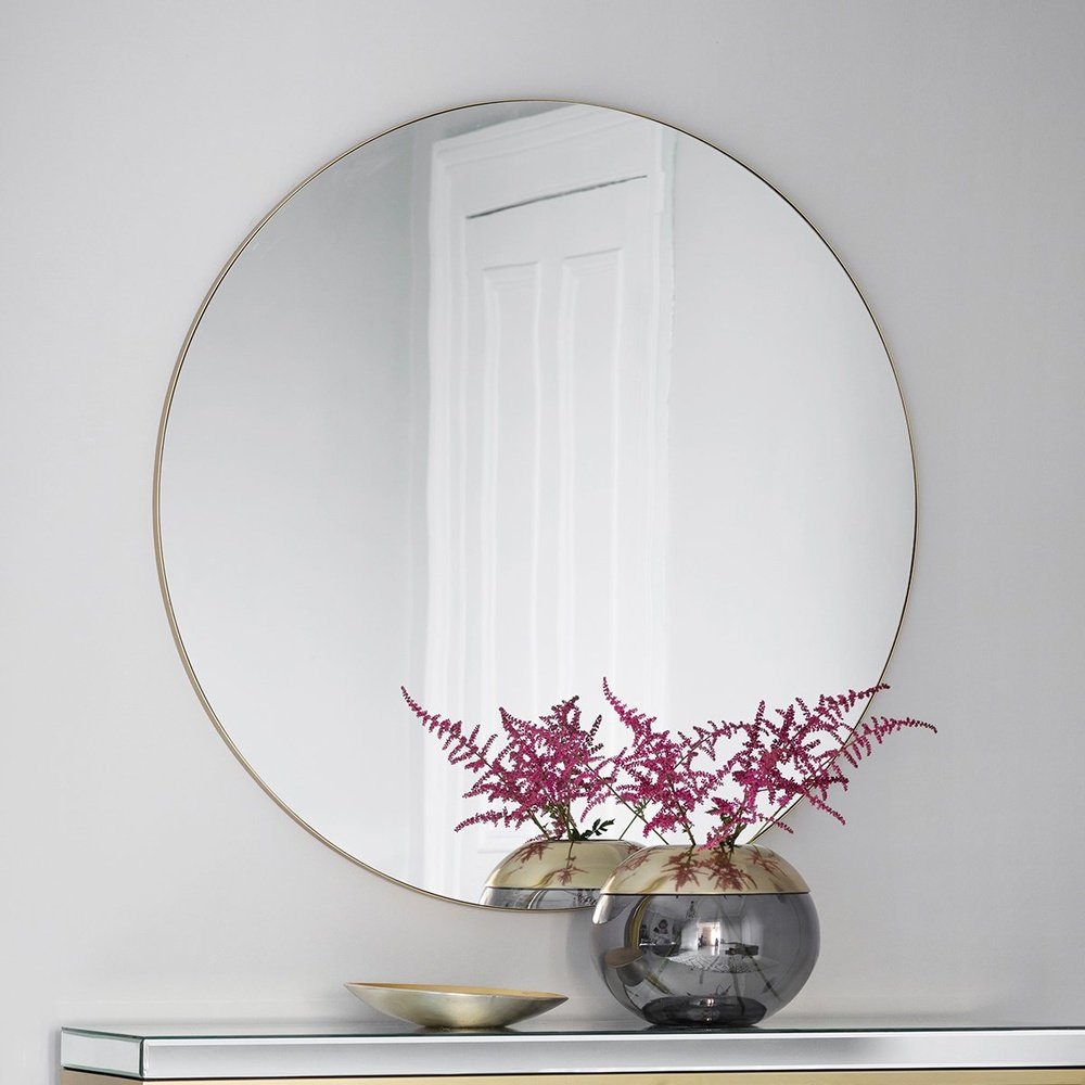 Product photograph of Gallery Interiors Hayle Round Mirror In Champagne from Olivia's