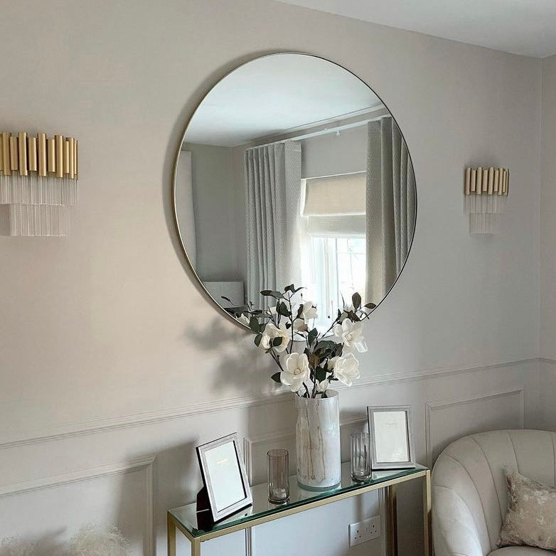 Product photograph of Gallery Interiors Hayle Round Mirror In Champagne from Olivia's.