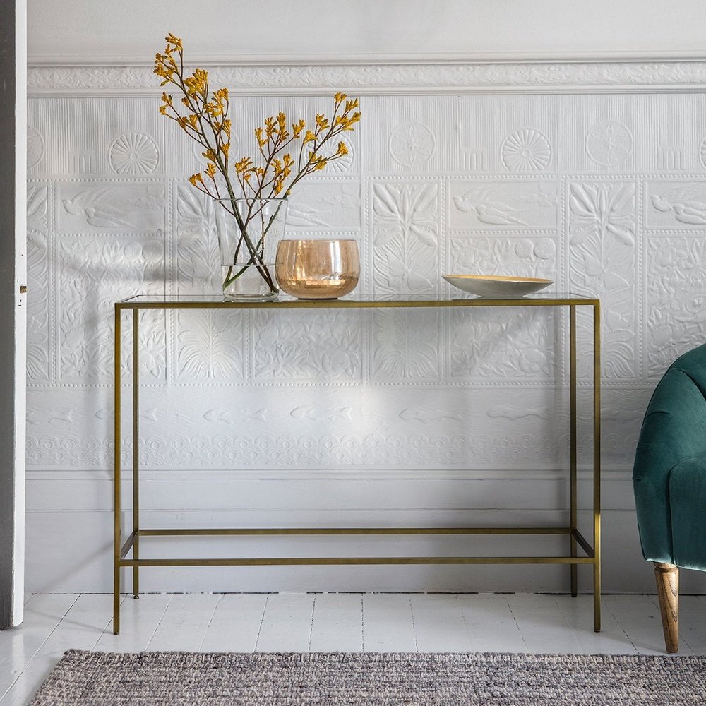 Product photograph of Gallery Interiors Rothbury Console Table In Bronze from Olivia's.