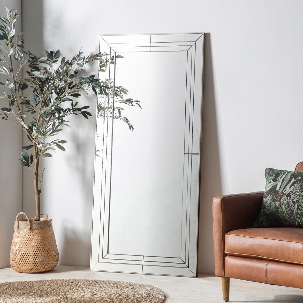 Product photograph of Gallery Interiors Knapton Leaner Mirror In Chrome from Olivia's