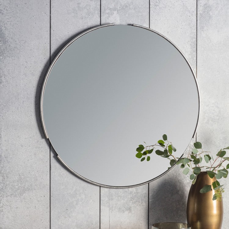 Product photograph of Gallery Interiors Fitzroy Round Mirror In Silver from Olivia's