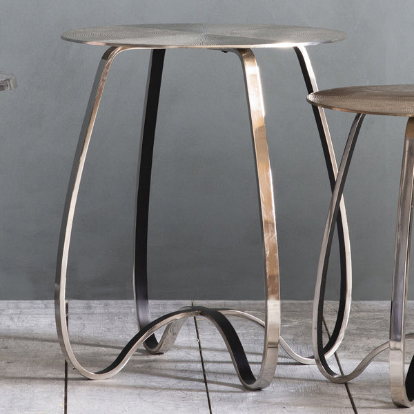 Product photograph of Gallery Interiors Omar Side Table In Silver Outlet from Olivia's.