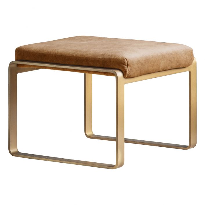 Product photograph of Gallery Interiors Fabien Footstool Ochre from Olivia's.