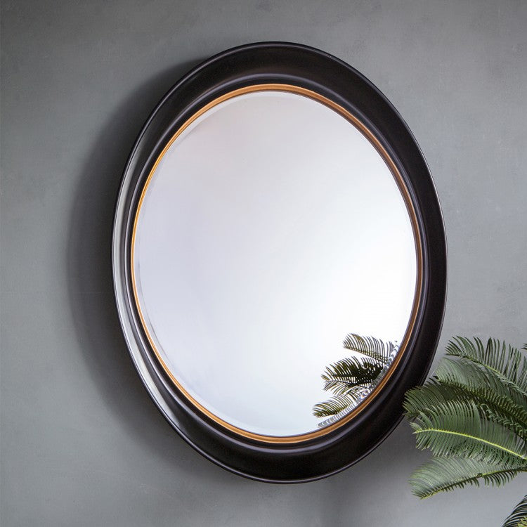 Product photograph of Gallery Interiors Fiddock Mirror In Black And Gold from Olivia's