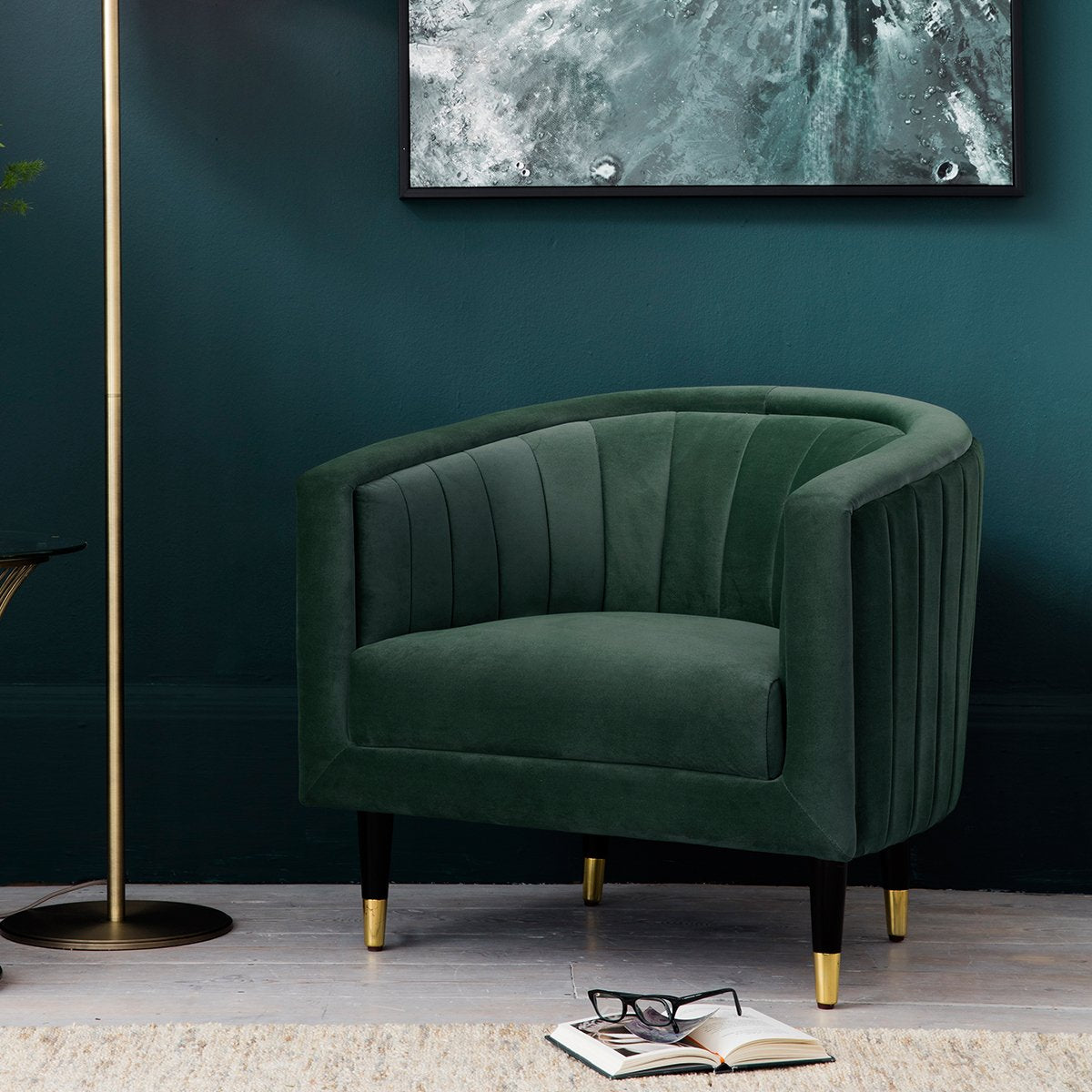 Hudson Living Serrano Mallard Velvet Occasional Chair Outlet Green