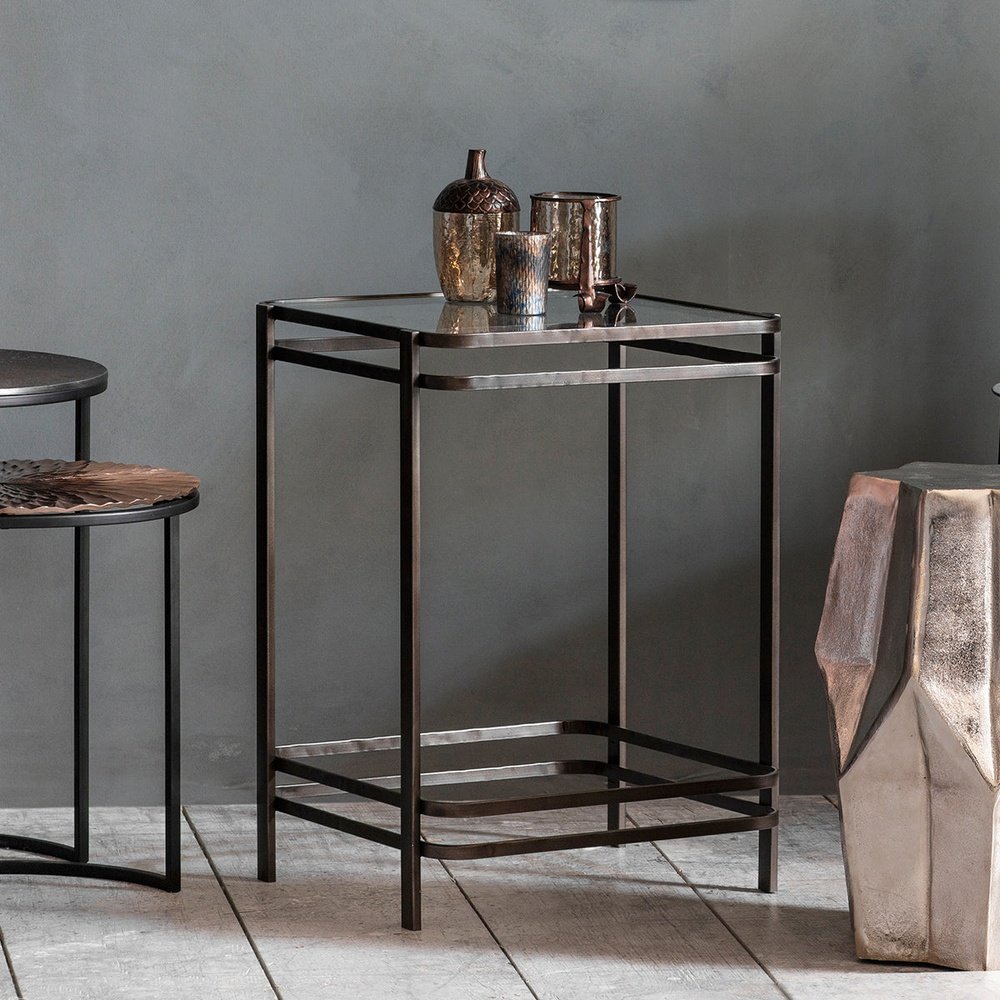 Product photograph of Gallery Interiors Hudson Living Rousham Side Table In Bronze from Olivia's.