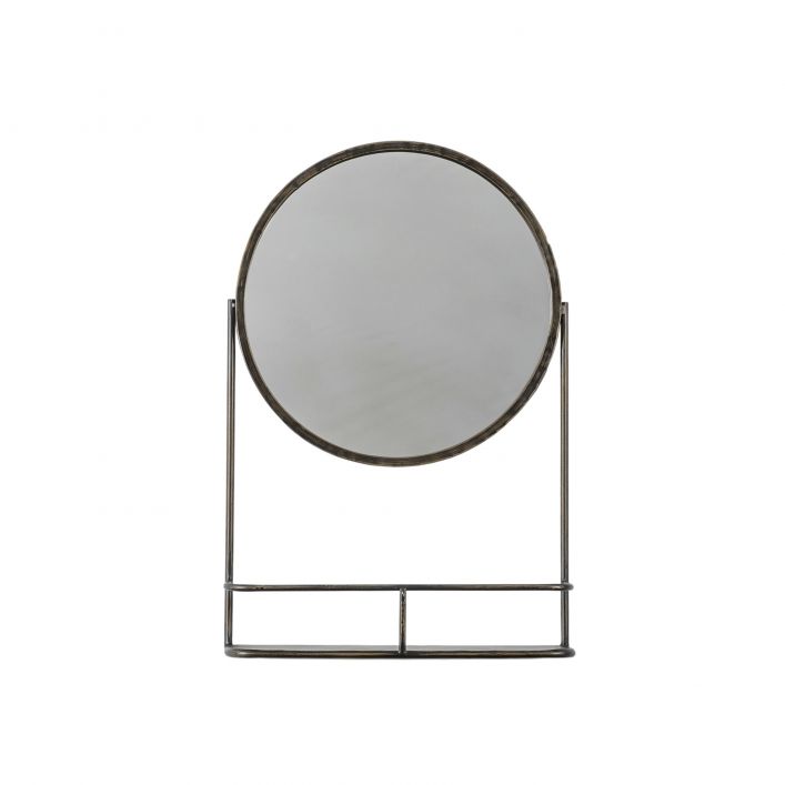 Product photograph of Gallery Interiors Industrial Emerson Mirror With Shelf In Black from Olivia's.