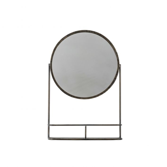 Product photograph of Gallery Interiors Industrial Emerson Mirror With Shelf In Black from Olivia's